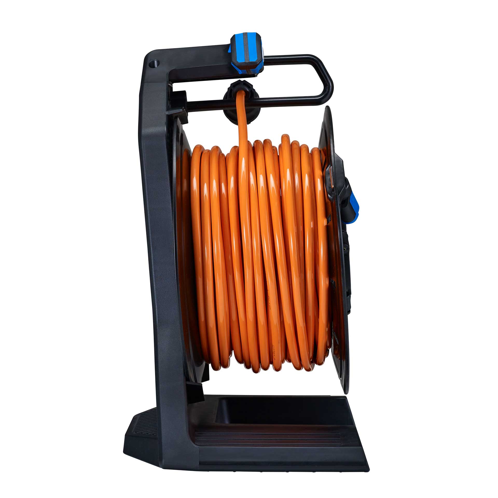 HEDI Kabeltrommel schwarz 40m H07BQ-F 3G1,5 orange Seite