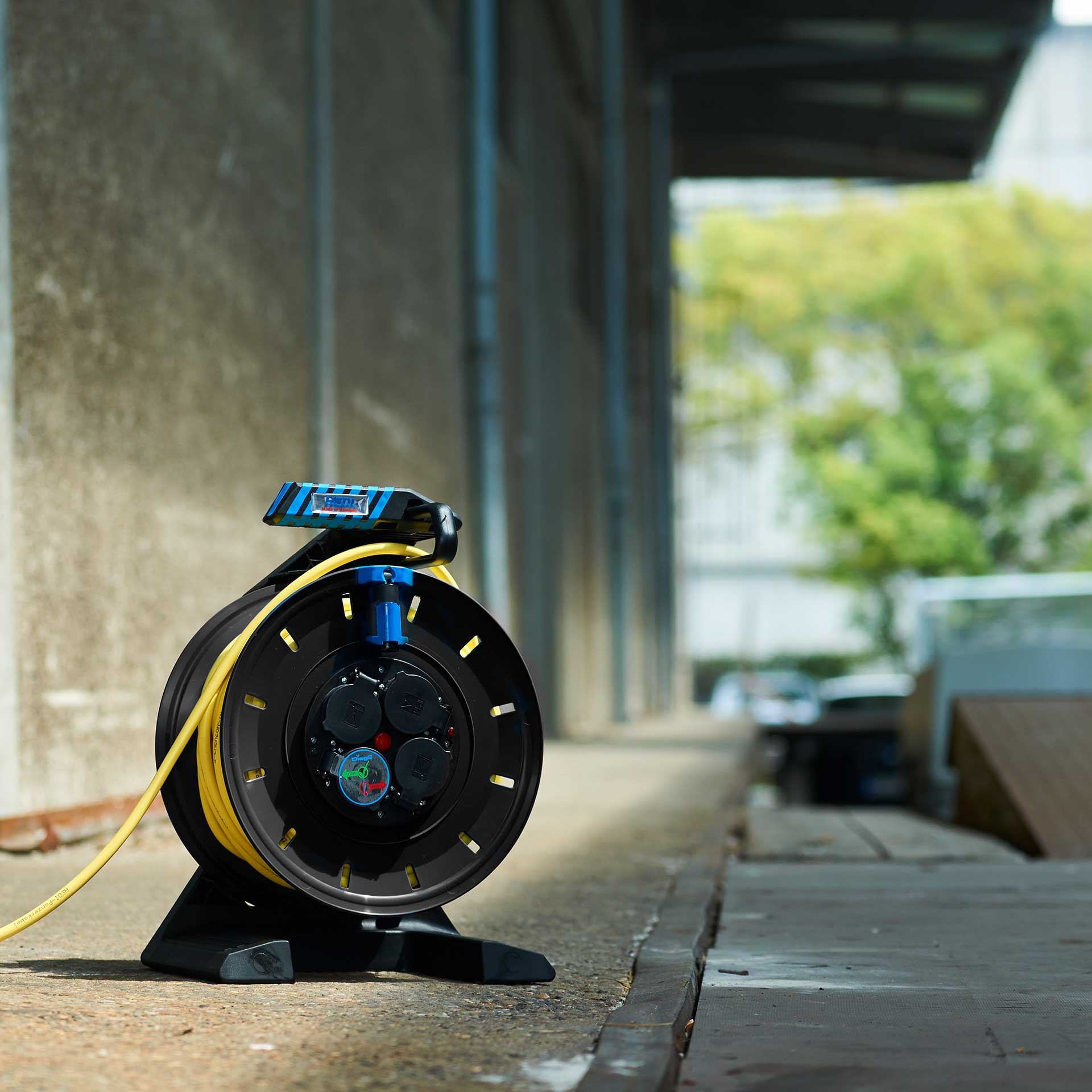HEDI Kabeltrommel schwarz 40m H07BQ-F 3G1,5 gelb Anwendung