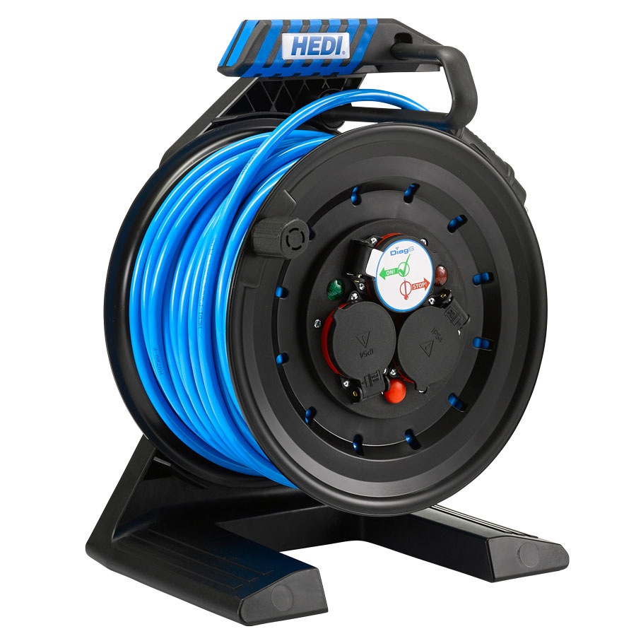 HEDI Kabeltrommel in schwarz 25 m H07BQ-F 3G1,5 in blau Generation 7 Companion
