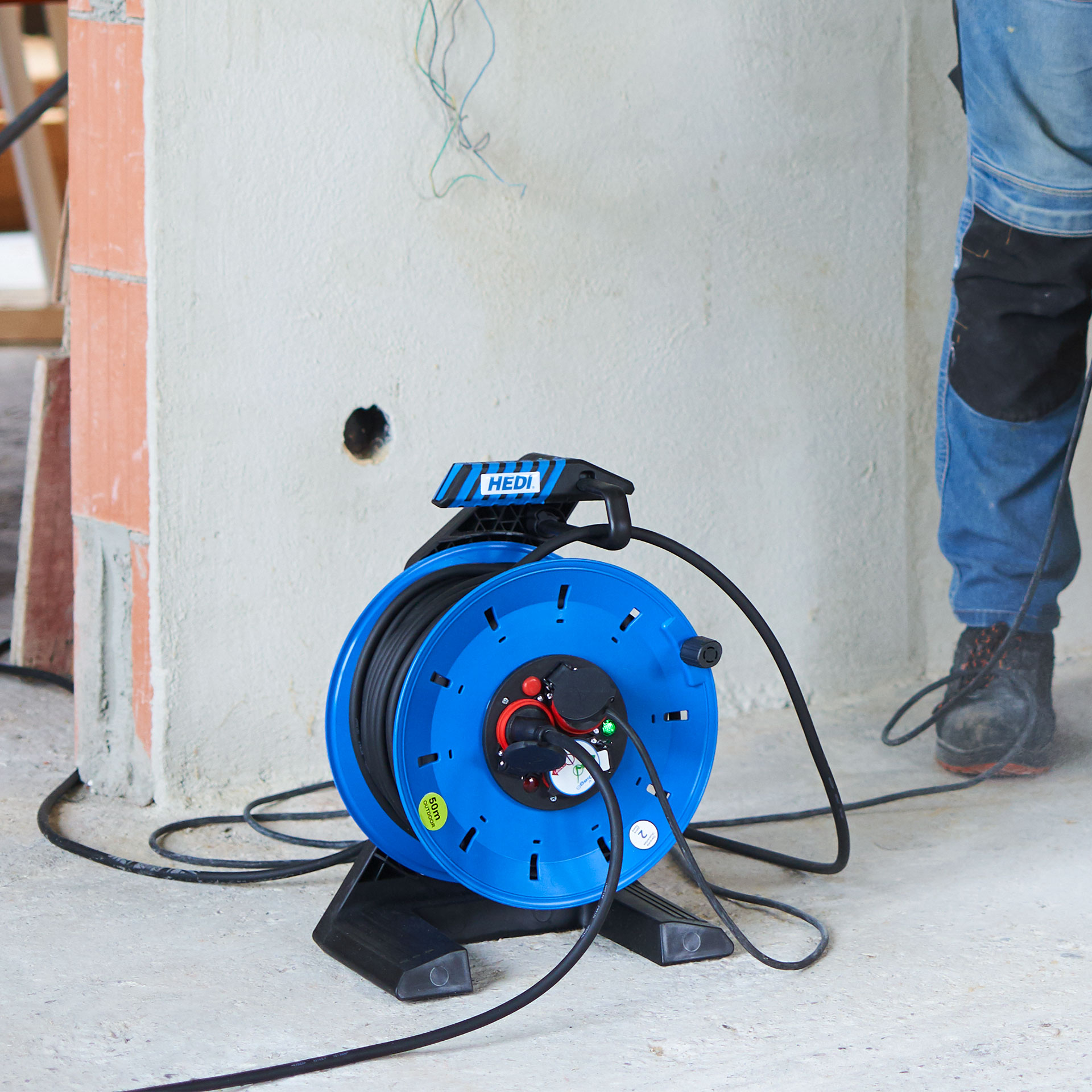 HEDI Vollkunststoff-Kabeltrommel Companion Plus H07RN-F 3G2,5 33m Anwendung