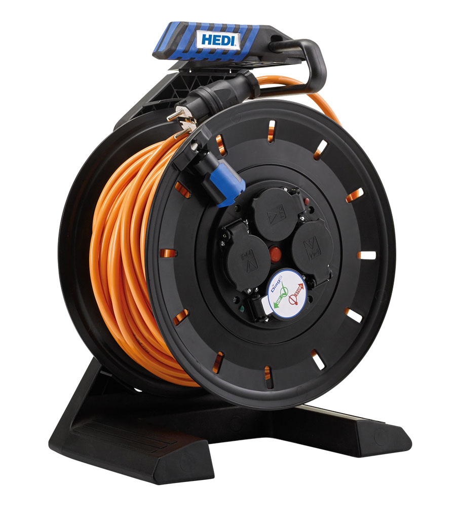 HEDI Kabeltrommel schwarz 40m H07BQ-F 3G1,5 orange