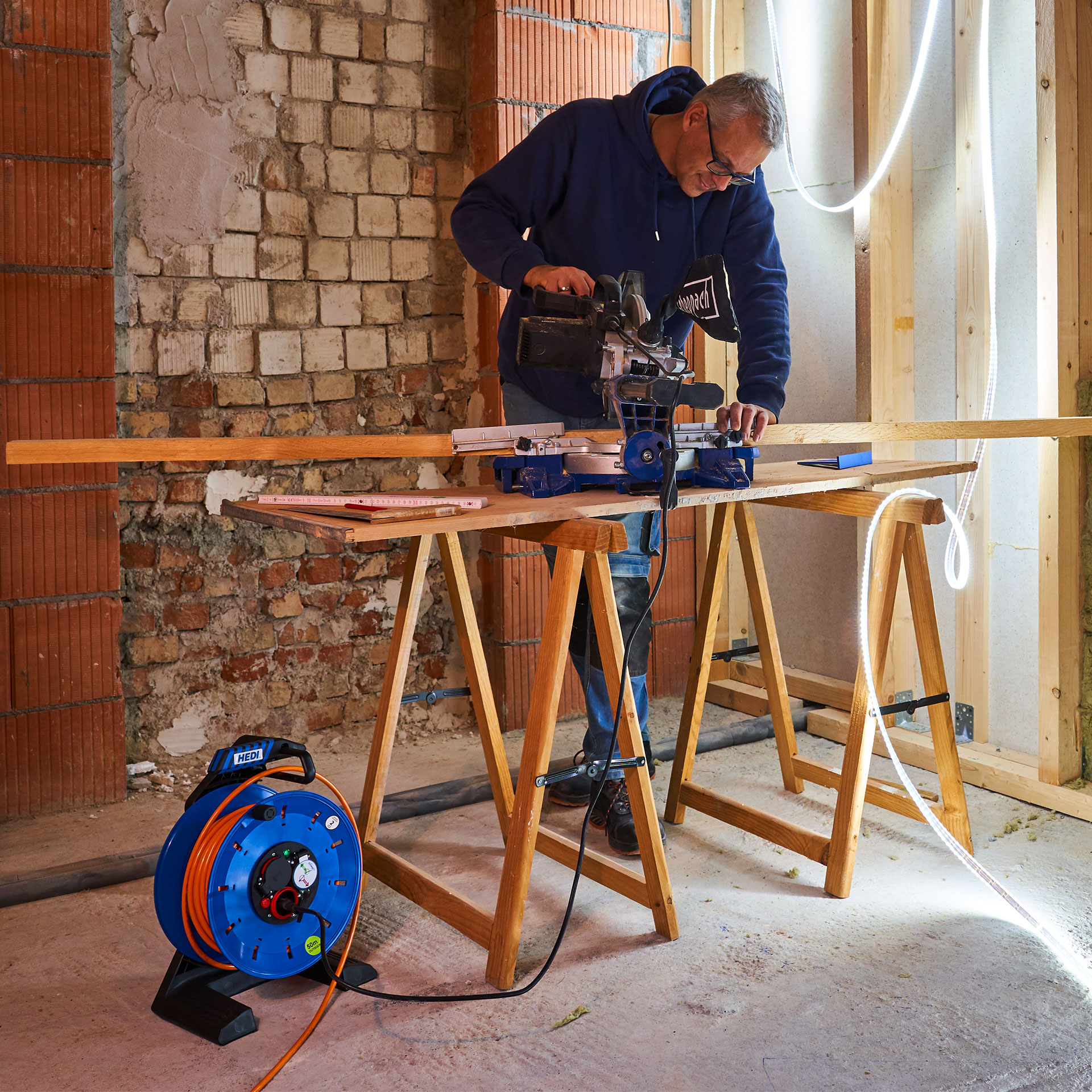 HEDI Vollkunststoff-Kabeltrommel Generation 7 Companion PLUS 33 m H07BQ-F 3G2,5 Anwendung