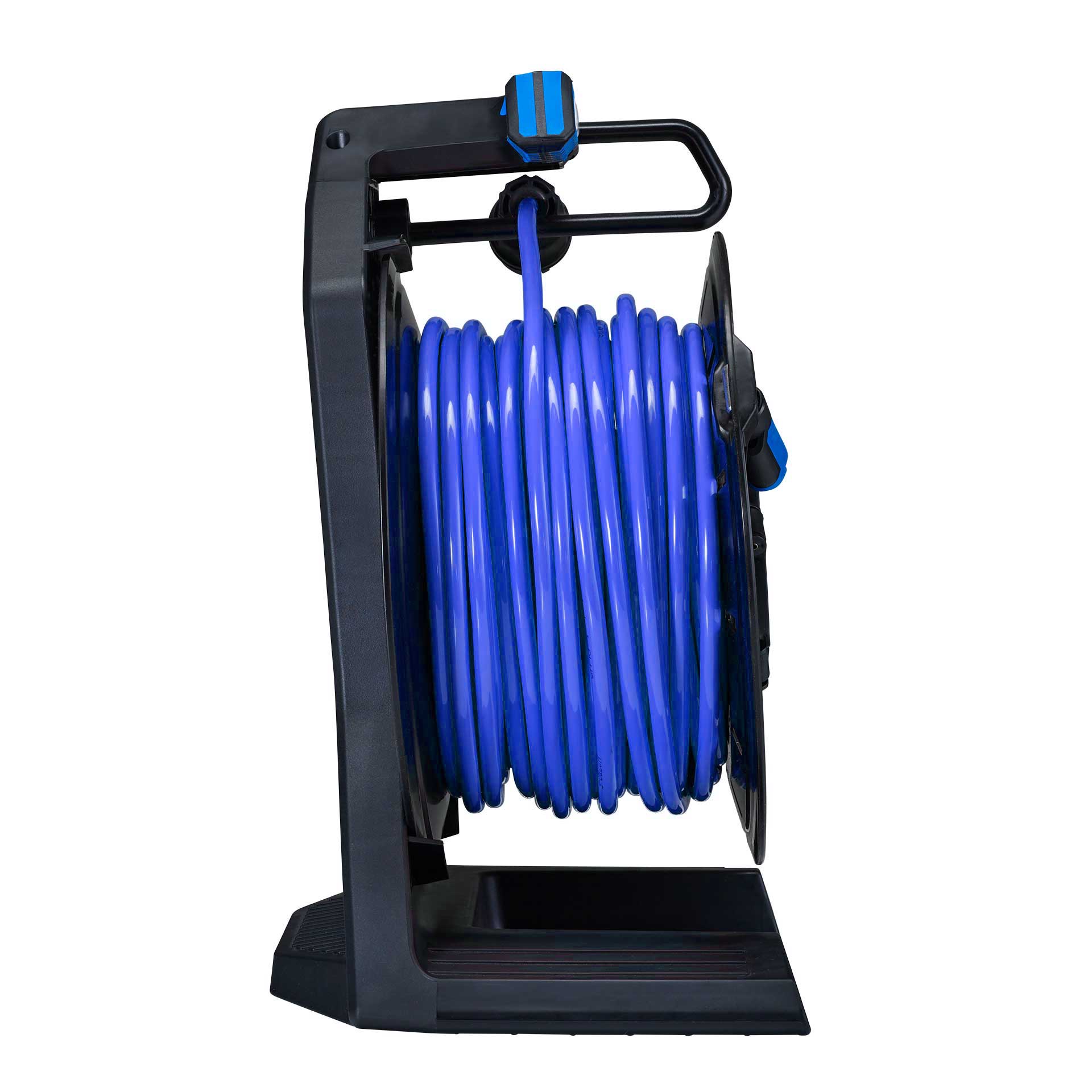 HEDI Kabeltrommel schwarz 40m H07BQ-F 3G1,5 blau Seite