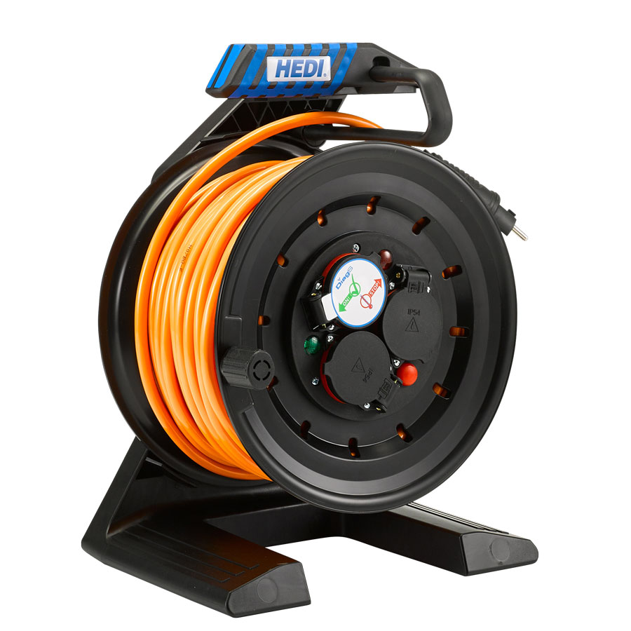 HEDI Kabeltrommel in schwarz 40m H07BQ-F 3G1,5 in orange Generation 7 Companion