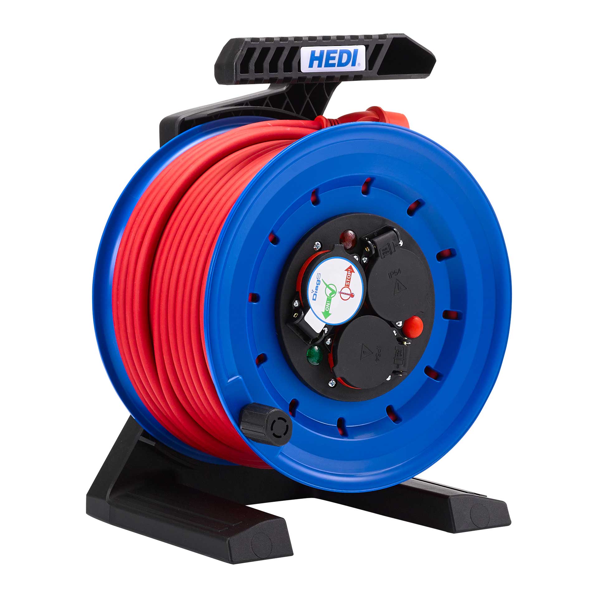 HEDI Vollkunststoff-Kabeltrommel Generation 7 Coworker 40m H07RN-F 3G1,5 rot
