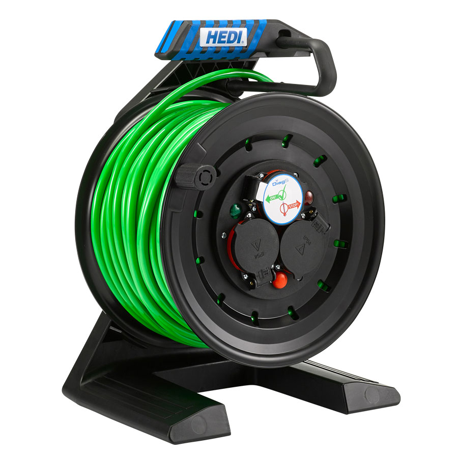 HEDI Kabeltrommel in schwarz 25m H07BQ-F 3G1,5 in grün Generation 7 Companion