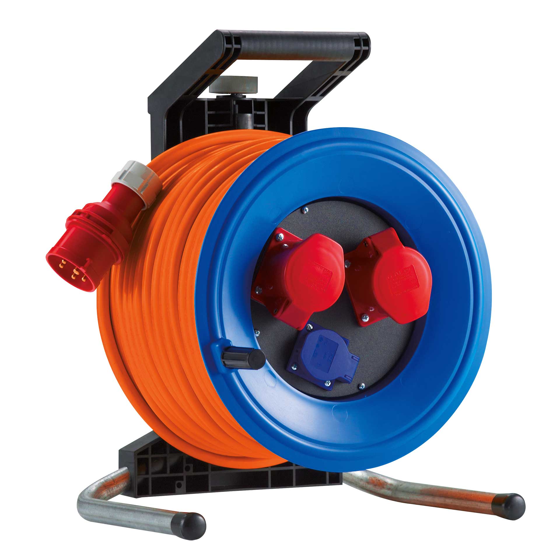 HEDI Drehstrom Kabeltrommel 25m H07BQ-F 5G2,5 2x CEE 5x16A/400V 1x Schutzkontakt 250V