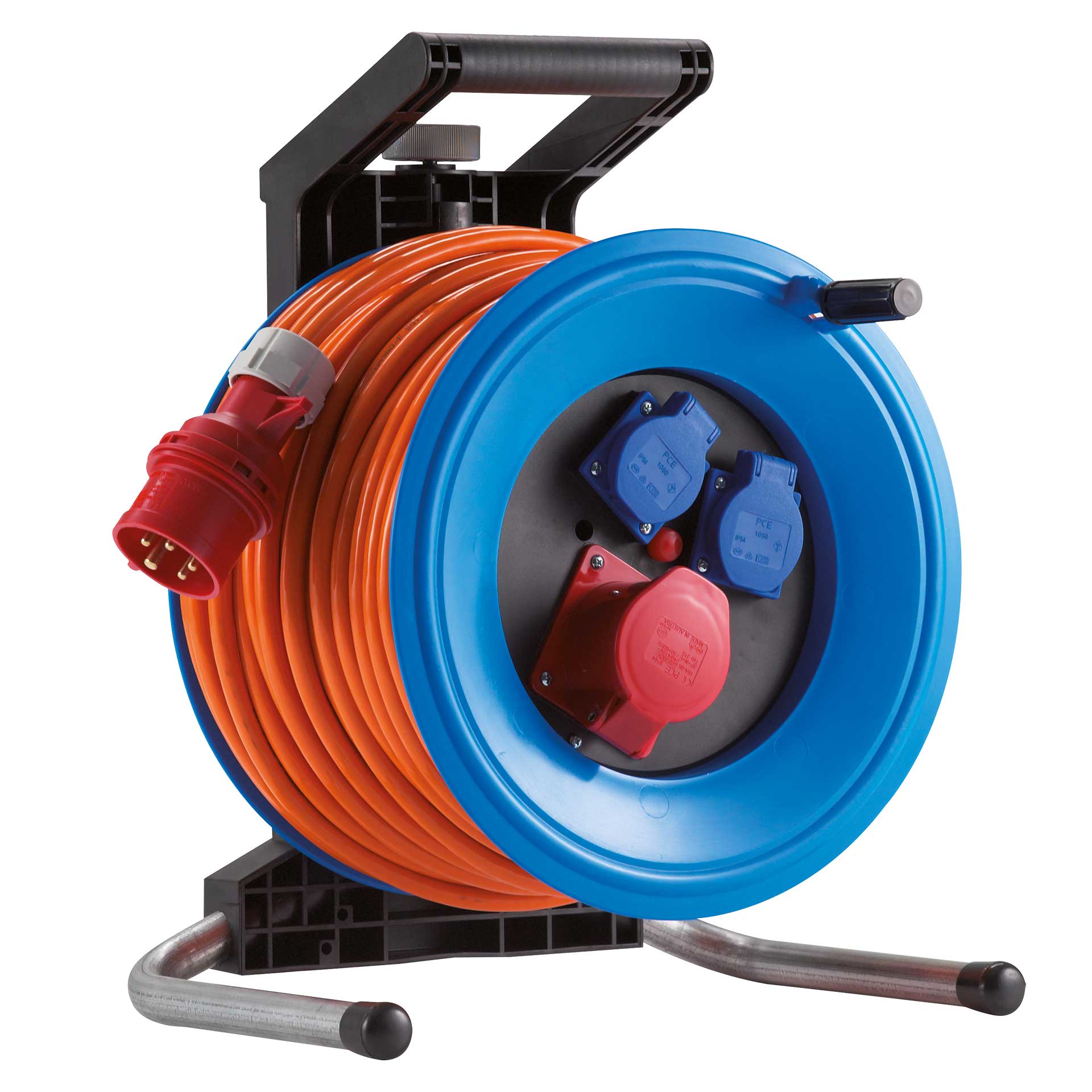 HEDI Drehstrom-Kabeltrommel 25m H07BQ-F 5G2,5 1x CEE 5x16A/400V 2x Schutzkontakt 250V