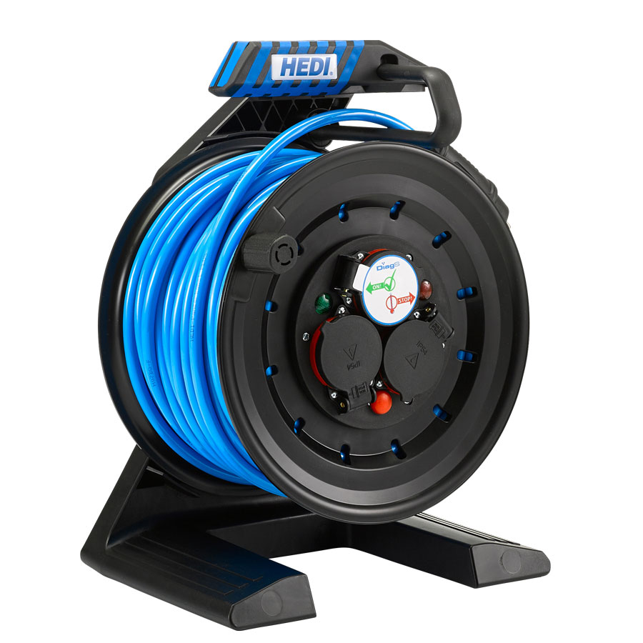 HEDI Kabeltrommel in schwarz 40m H07BQ-F in blau Generation 7 Companion